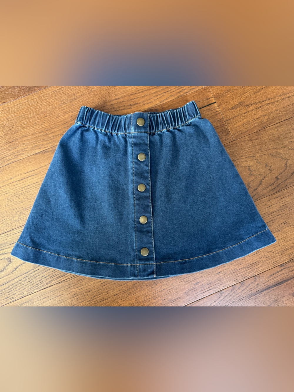 Hanna Andersson Organic cotton Dark Blue Denim Skirt with Front Buttons. Size 5